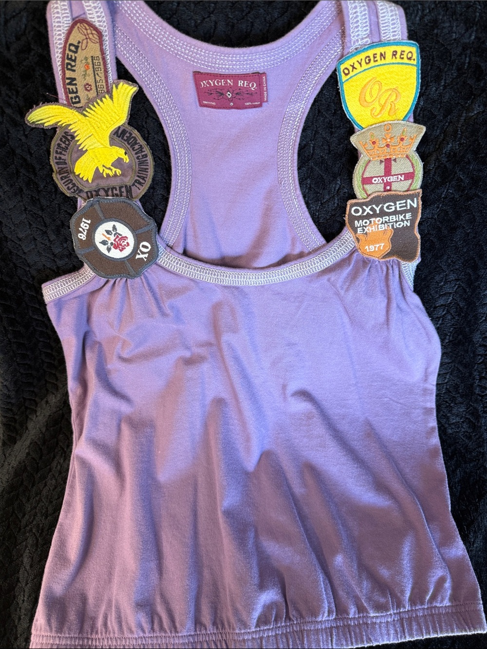 Lavender Racerback Tank Top with Patch Accents